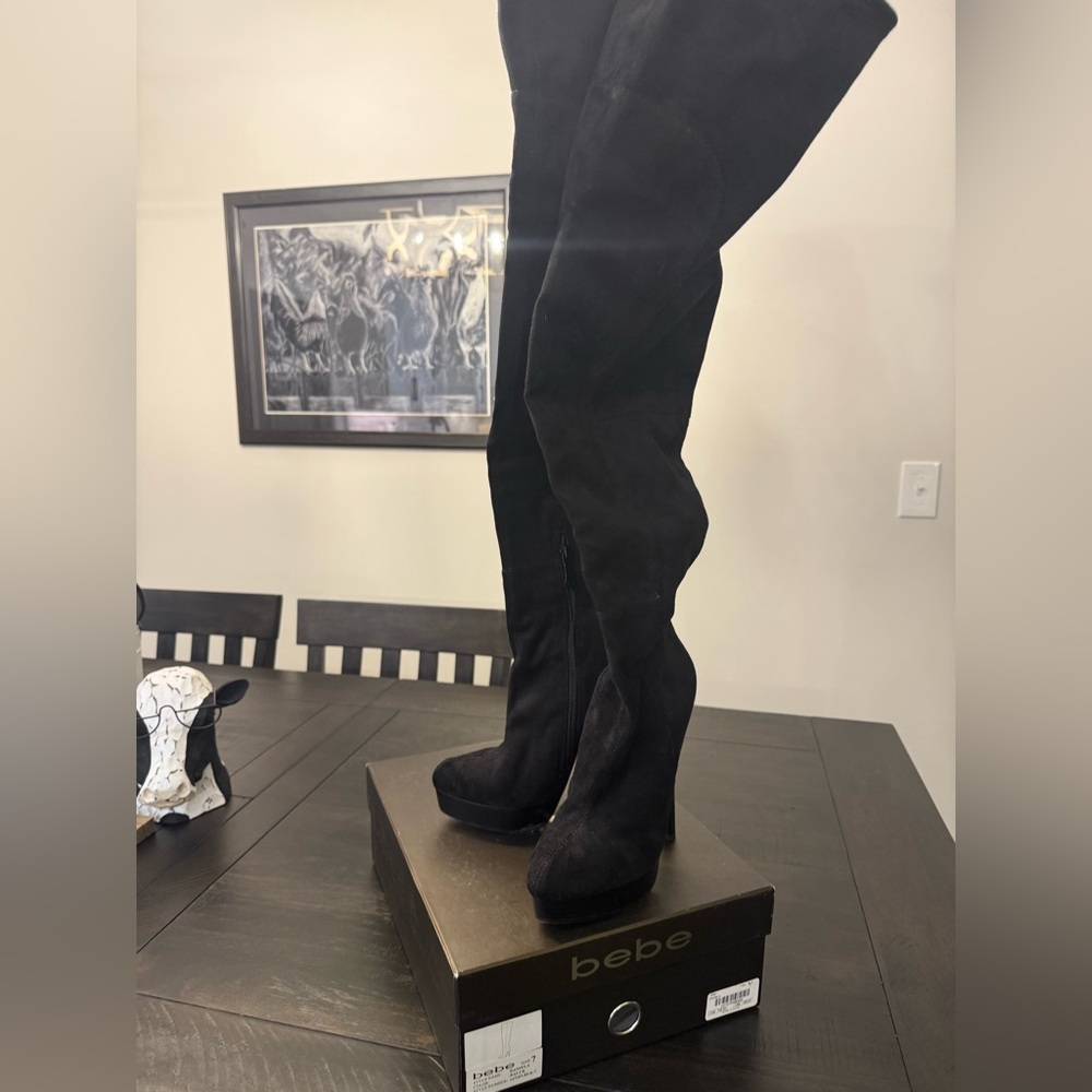 Bebe Elegant Black Suede Boots